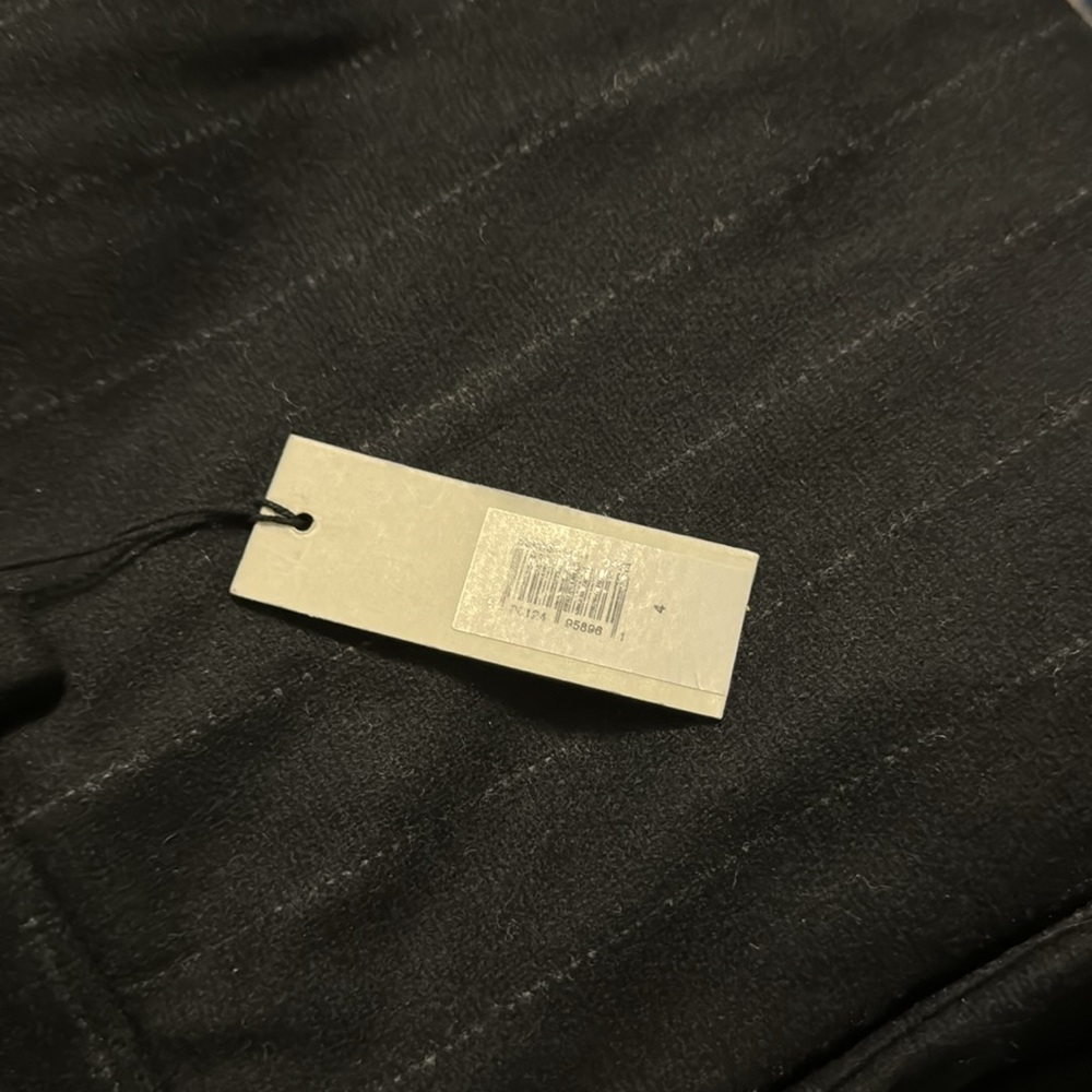 NWT! BANANA REPUBLIC WOMENS BLACK STRIPE HIGH-RISE WIDE-LEG FLARE FLANNEL PANT - Picture 7 of 9
